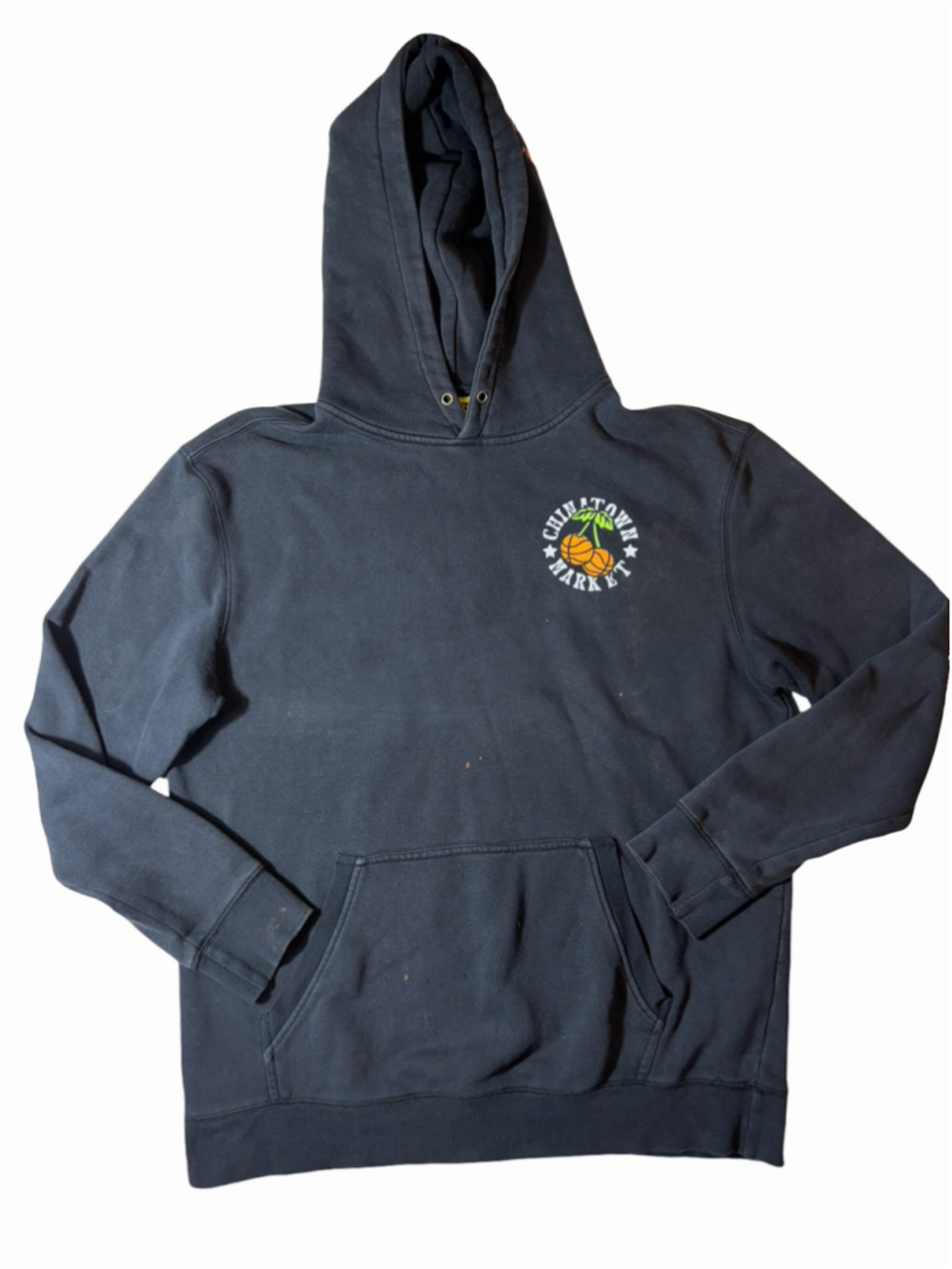 Chinatown Market Cherry Basketball Graphic Black Hoodie Large Flawed